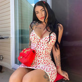 Nadya Cherry Print Mini Dress in White